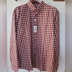 NWT Paul Costelloe Regular Fit Plaid Light Flannel Button Down Mens Shirt Size L